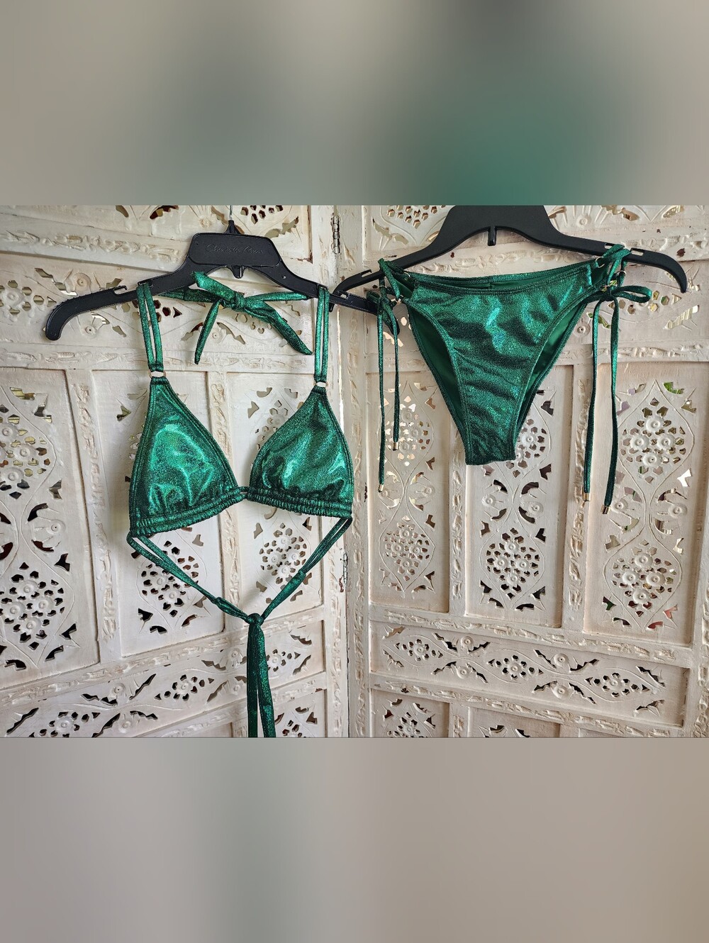 ENEZ Emerald Glitter Green Bikini- Womens Size Large